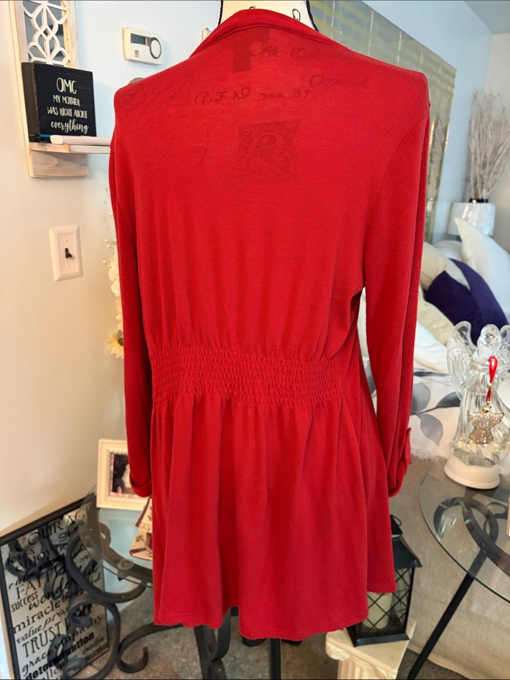 Style & Co. Rust Red Open-Front Long Cardigan - Picture 5 of 7